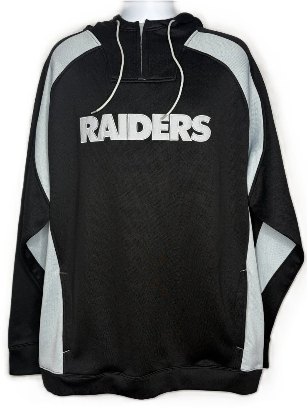 Reebok NFL Oakland Raiders Hoodie Size 2XL Black Gray Colorblock Embroidered
